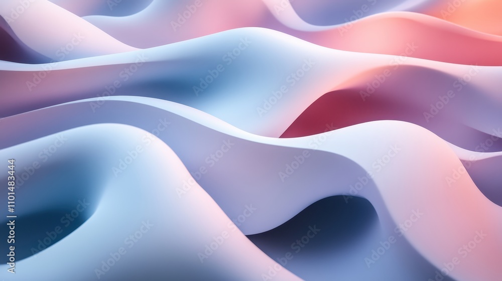 Poster abstract waves in soft pastel colors create a fluid, serene visual experience.