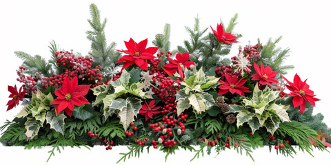 Fototapeta premium A vibrant group of red flowers surrounded by lush green leaves, showcasing natural beauty 