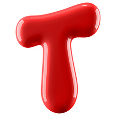 Red Font Letter T 3D Illustration