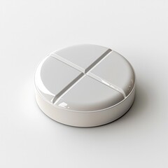 Glossy White Pharmaceutical Tablet in Minimalist 3D