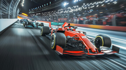 Qualification races at night time - Formula 1 race and grand prix concept - Models by AI generative.