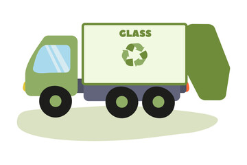 Fototapeta premium Recycling truck for glass collection operating in a community area