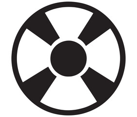 Naklejka premium Silhouette radiation symbol on white background, nuclear power button icon