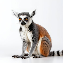 Obraz premium ring tail lemur hare on white background