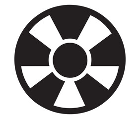 Naklejka premium Silhouette radiation symbol on white background, nuclear power button icon