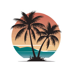  T shirt design palm tree silhouette vector illustration