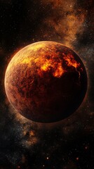 Obraz premium Volcanic Activity on a Fiery Planet in Space