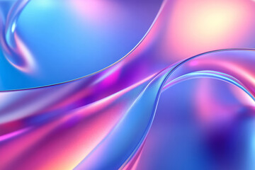 Naklejka premium Gradient holographic glossy waves abstract background. Liquid surface, ripples, reflections. 