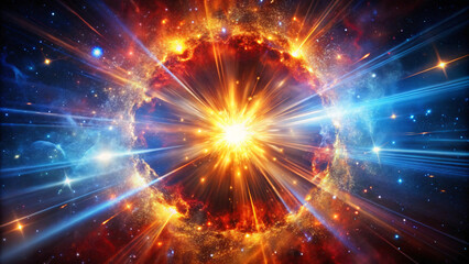 Naklejka premium A cosmic explosion, a Big Bang supernova in space.
