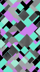 Lavender, Mint Green, Charcoal Vertical Dynamic Geometric Abstract Design with Neon Glow, Grainy Texture, and Smooth Color Transitions