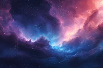 Fototapeta premium A vibrant cosmic scene with swirling clouds of color and twinkling stars.