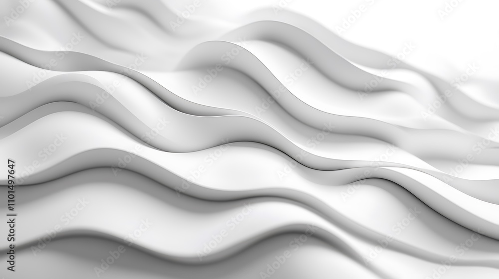 Poster clean artistic white background emphasizing dynamic wavy line visuals