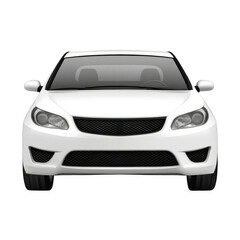 A white car with a black grill