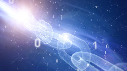 Obraz premium Digital chain cryptocurrency mining network illustration.