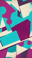 Plum, Aqua, Cream Vertical Dynamic Geometric Abstract Design with Neon Glow, Grainy Texture, and Smooth Color Transitions