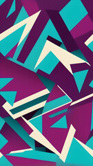 Plum, Aqua, Cream Vertical Dynamic Geometric Abstract Design with Neon Glow, Grainy Texture, and Smooth Color Transitions