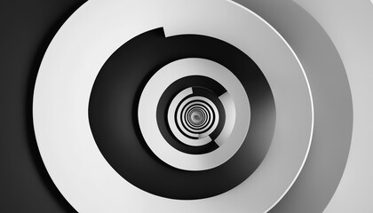 Fototapeta premium black and white abstract spiral 3D render background. Generative AI.