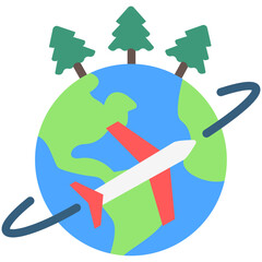 Eco Tourism flat color icon. use for modern concept, print, UI, UX kit, web and app development. Vector EPS 10, related to business, green industry, eco friendly and economy .