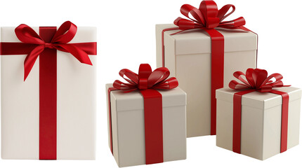 red gift box with bow isolated on white background