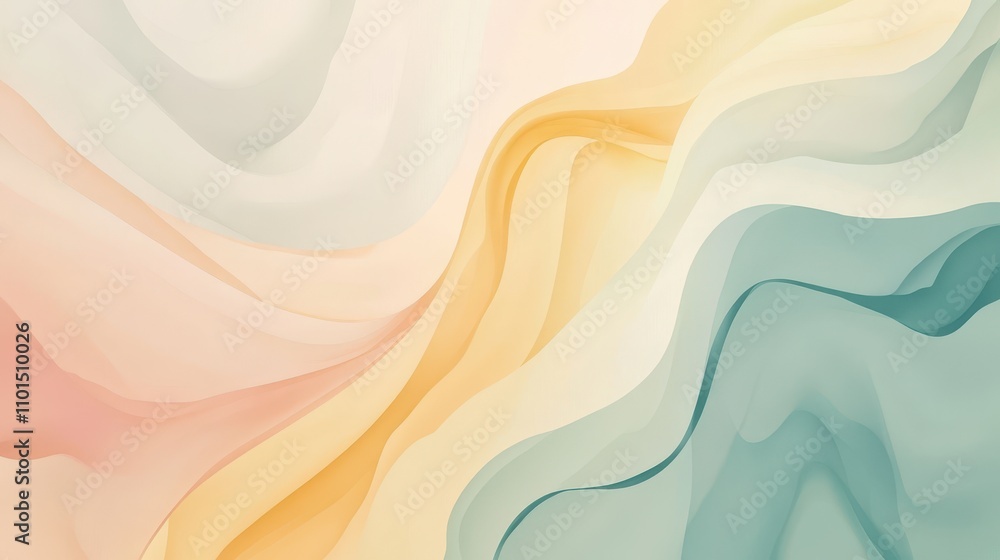 Poster a soft, flowing abstract design with pastel colors creating a calming visual effect.