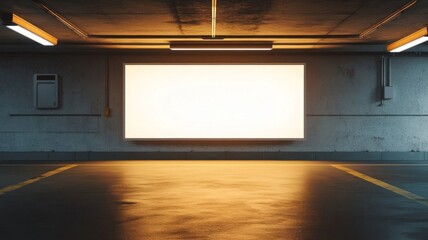 Blank Billboard in an Underground Parking Garage