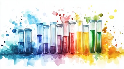 Colorful Watercolor Test Tubes - A Vibrant Exploration of Science