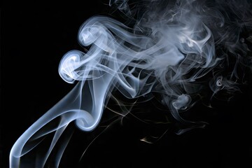 light smoke flying on black background studio light