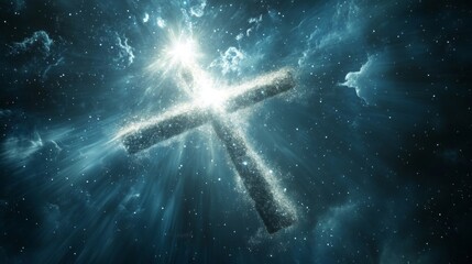 A Glittering Cross Emerging From a Starry Sky