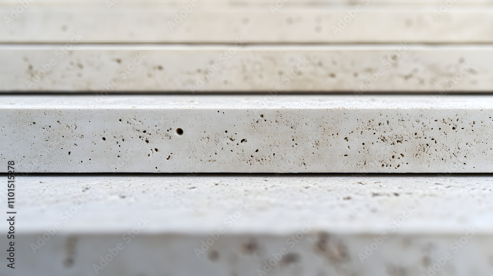 Poster close-up of light beige travertine stone steps. the texture is rough with small holes visible. the i