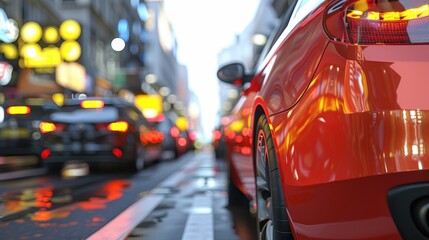 Naklejka premium Gridlock: A severe traffic jam where vehicles are unable to move due to overcrowding at intersections or along congested roads, causing total standstill. 