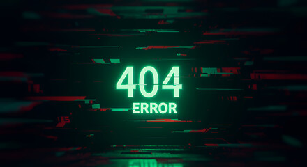 Cyberpunk 404 Error: Glitch Art Background with Neon Green Text