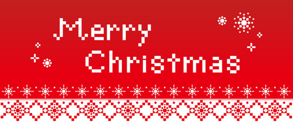Naklejka premium 雪の結晶フレームのクリスマスメッセージC ドット絵 赤 