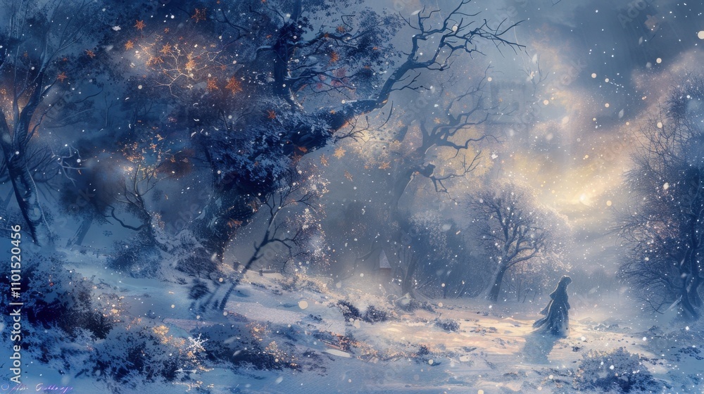 Poster with each passing moment the snowfall seemed to grow more enchanted with each snowflake producing a 