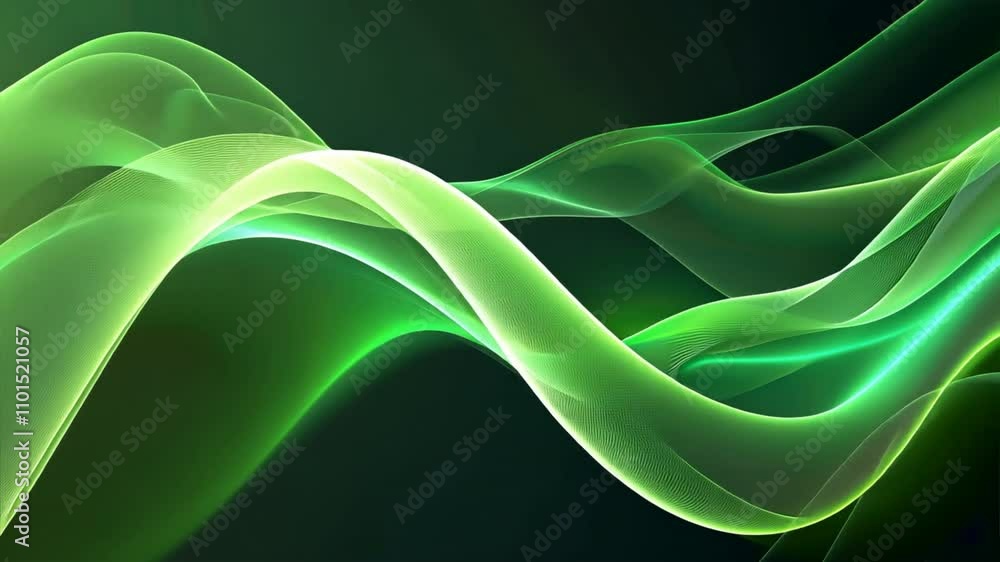 Poster abstract green wave design smooth flowing lines and gradients create vibrant motion and energy for d