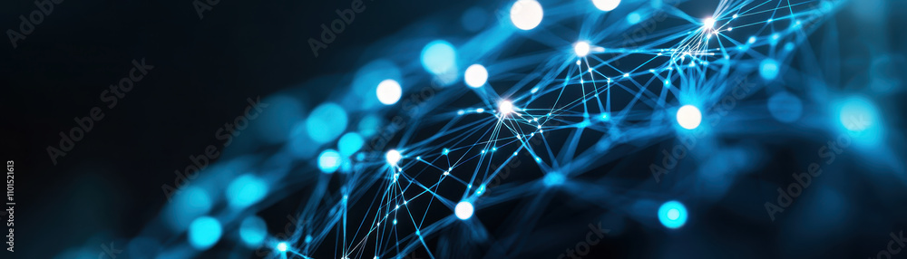 Poster futuristic network hub interface glowing in dark, showcasing interconnected nodes and lines. this di