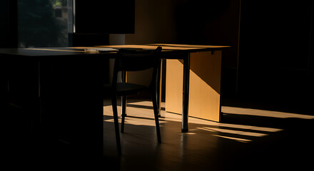 Sunlit Minimalist Home Office Desk with Chair - Modern Workspace Interior Design