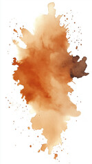 Abstract Brown Watercolor Splash Art with Earthy Tones and Paint Splatters on White Background for Creative Designs, Modern Prints, or Digital Artwork