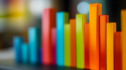 Obraz premium Uncertain Market Trends:Colorful Bar Graph Illustrating Stock Market Volatility
