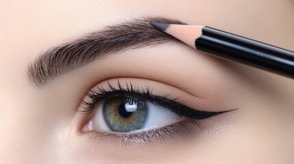 Applying eyebrow pencil to enhance natural brow shape