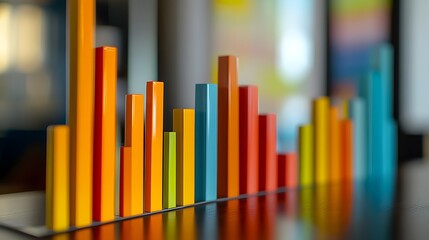 Obraz premium Uncertain Market Trends:Colorful Bar Graph Illustrating Stock Market Volatility