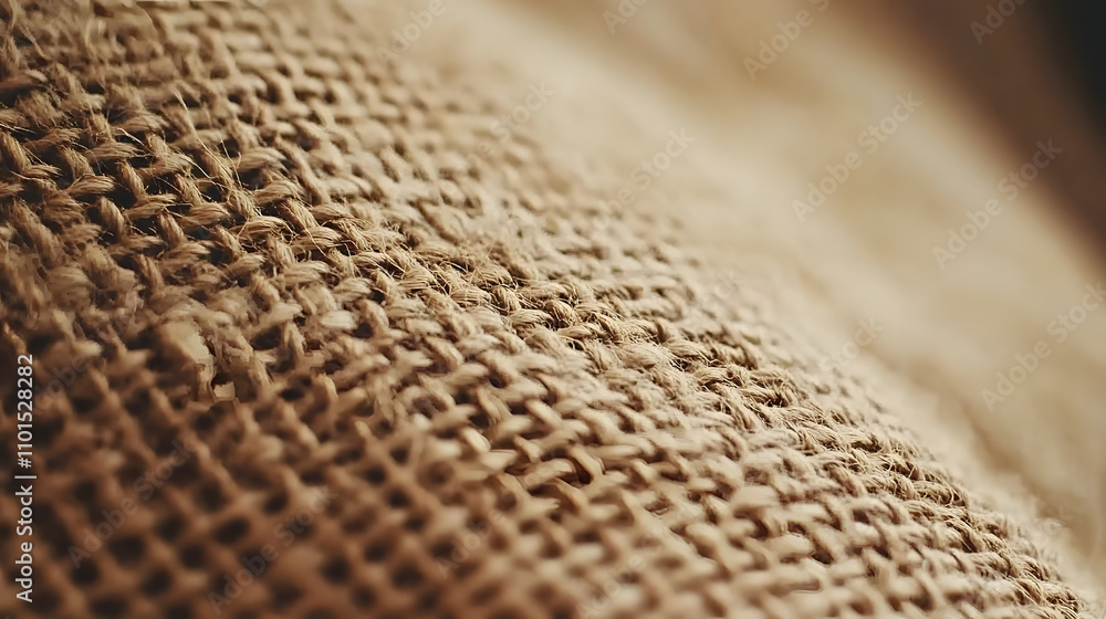 Poster close-up of textured burlap fabric. the image showcases the natural fiber's interwoven pattern and s