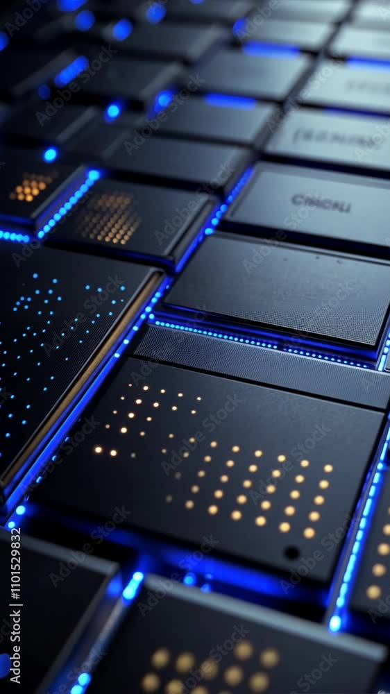 Wall mural circuitry glow: a captivating macro shot of a futuristic circuit board, illuminated by vibrant blue 