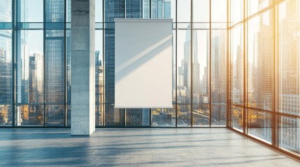 Obraz premium A Blank Canvas in a Modern Office with City Views