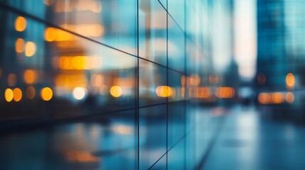 Obraz premium Abstract View of a City Through Glass Panels with Blurred Lights