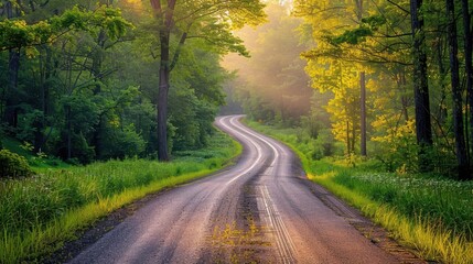 Obraz premium Rural Road: Typically unpaved or minimally paved, these roads provide access to rural homes, farms, and other remote areas, often winding through scenic countryside. 