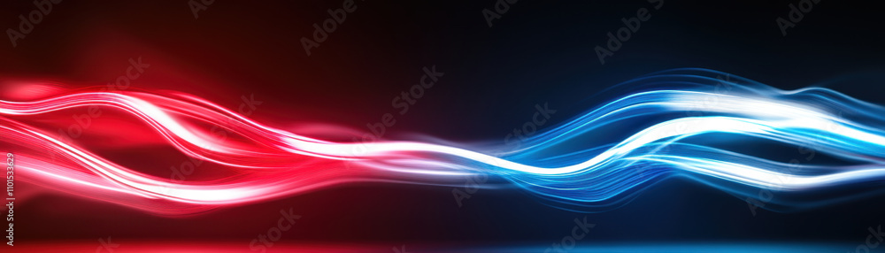 Aufkleber dynamic red and blue light waves create abstract digital representation, evoking sense of energy and