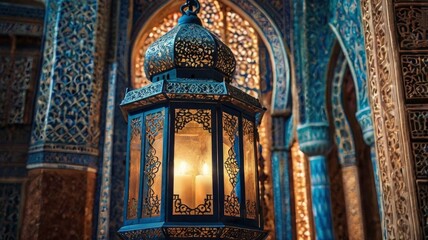 3d illustration of lantern in blue mosque