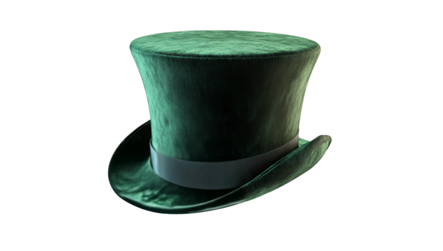 Green top hat on a transparent background