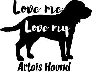 Naklejka premium Artois Hound.svg dog silhouette, dog, dog breeds, logo, vector, love me love my dog, silhouette, i love my dog, animal, illustration, icon, sign, design, black, symbol, pet, love 