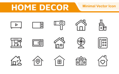 Home Icon Set. A cozy and inviting collection of icons that embody comfort and lifestyle, perfect for enhancing real estate apps, home improvement projects, and websites.